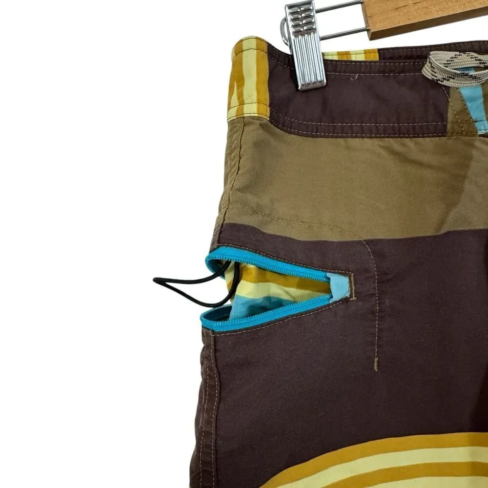 Patagonia 32 Wavefarer Board Shorts Swim Tie Waist Striped Beach Mens